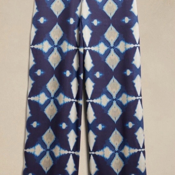 BANANA REPUBLIC BR Navy Blue Geometric Wide Leg Women's Pants - Size L - Picture 7 of 8